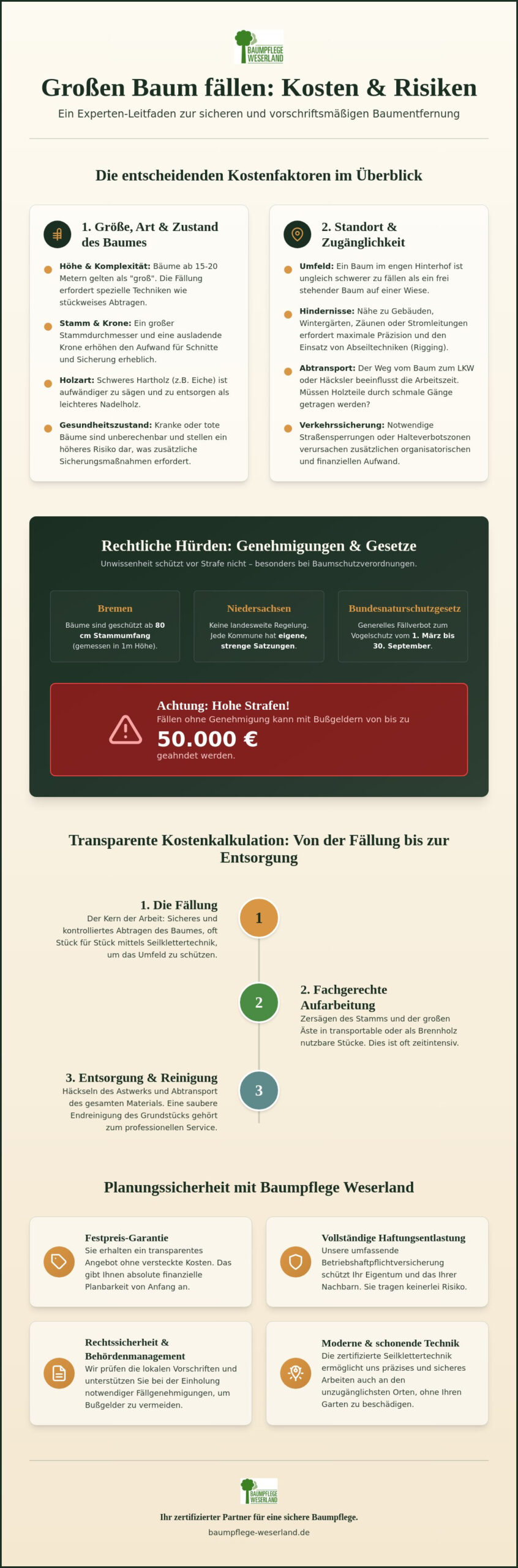 Großen Baum fällen: Kosten, Faktoren & Experten-Leitfaden 2026