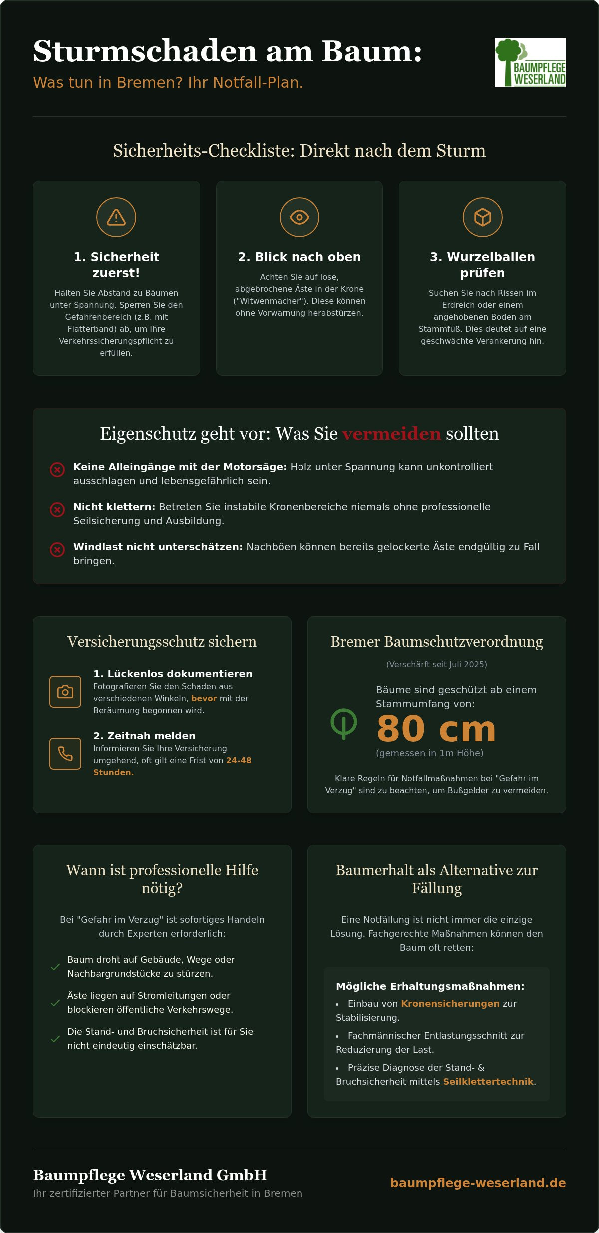 Sturmschaden am Baum in Bremen: Die ultimative Checkliste für Hausbesitzer (2026)