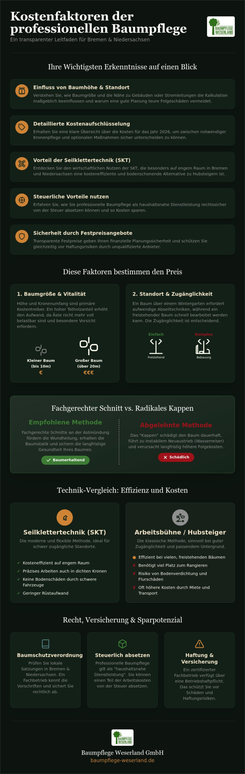 Baumschnitt Kosten 2026: Was kostet Baumpflege wirklich?
